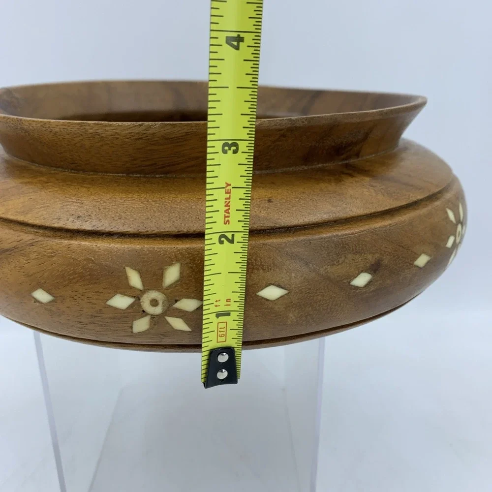 Vtg Hand Turned Crafted Wood Bowl Trinket Serving Cottage‎ Boho Primitive MCM